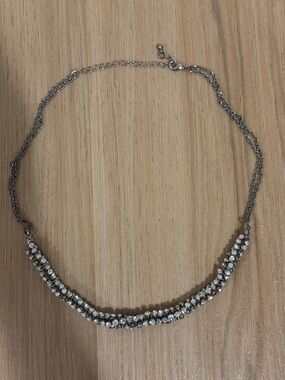 Silver Crystal Rhinestone Sparkle Double-Row Glam Rope Necklace